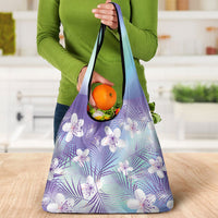 Purple Aloha Hawaiian Grocery Bag Tropical Flower Palm Leaf Pattern LT19 - Polynesian Pride