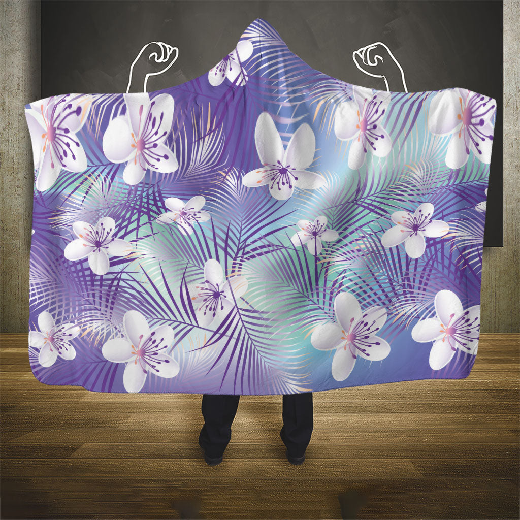 Purple Aloha Hawaiian Hooded Blanket Tropical Flower Palm Leaf Pattern LT19 - Polynesian Pride