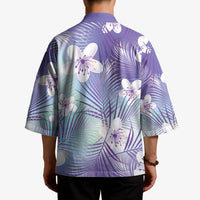 Purple Aloha Hawaiian Kimono Tropical Flower Palm Leaf Pattern LT19 - Polynesian Pride