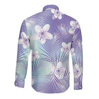 Purple Aloha Hawaiian Long Sleeve Button Shirt Tropical Flower Palm Leaf Pattern LT19 - Polynesian Pride