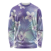 Purple Aloha Hawaiian Long Sleeve Shirt Tropical Flower Palm Leaf Pattern LT19 Unisex Purple - Polynesian Pride