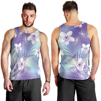 Purple Aloha Hawaiian Men Tank Top Tropical Flower Palm Leaf Pattern LT19 - Polynesian Pride