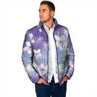 Purple Aloha Hawaiian Padded Jacket Tropical Flower Palm Leaf Pattern LT19 - Polynesian Pride