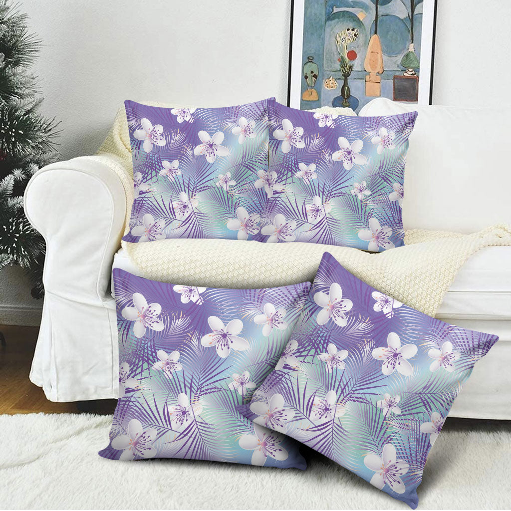 Purple Aloha Hawaiian Pillow Cover Tropical Flower Palm Leaf Pattern LT19 - Polynesian Pride