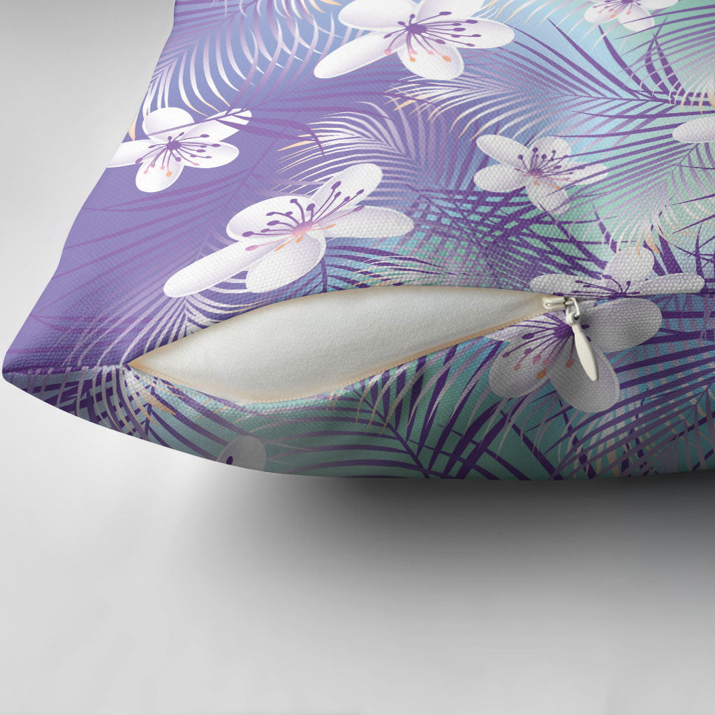 Purple Aloha Hawaiian Pillow Cover Tropical Flower Palm Leaf Pattern LT19 - Polynesian Pride