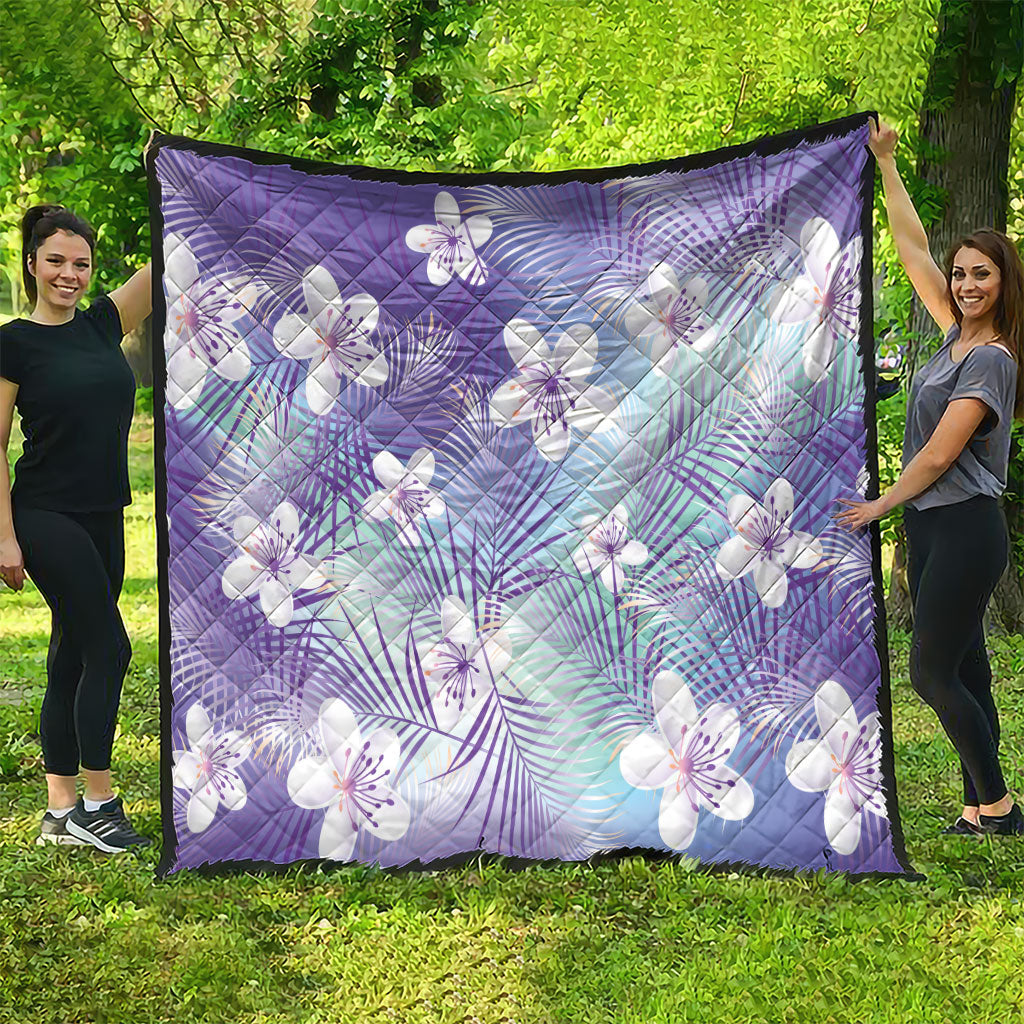 Purple Aloha Hawaiian Quilt Tropical Flower Palm Leaf Pattern LT19 - Polynesian Pride