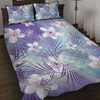 Purple Aloha Hawaiian Quilt Bed Set Tropical Flower Palm Leaf Pattern LT19 Purple - Polynesian Pride