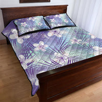 Purple Aloha Hawaiian Quilt Bed Set Tropical Flower Palm Leaf Pattern LT19 - Polynesian Pride