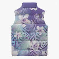 Purple Aloha Hawaiian Sleeveless Puffer Jacket Tropical Flower Palm Leaf Pattern LT19 - Polynesian Pride