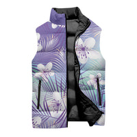 Purple Aloha Hawaiian Sleeveless Puffer Jacket Tropical Flower Palm Leaf Pattern LT19 - Polynesian Pride