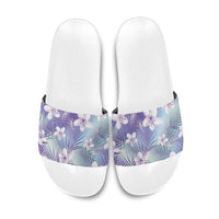 Purple Aloha Hawaiian Slide Sandals Tropical Flower Palm Leaf Pattern LT19 Purple - Polynesian Pride