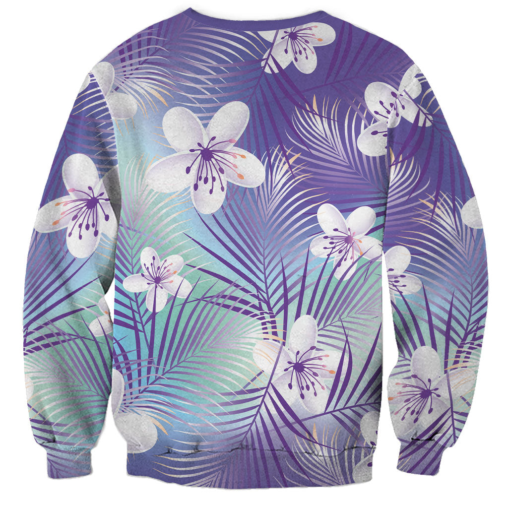 Purple Aloha Hawaiian Sweatshirt Tropical Flower Palm Leaf Pattern LT19 - Polynesian Pride