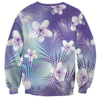 Purple Aloha Hawaiian Sweatshirt Tropical Flower Palm Leaf Pattern LT19 - Polynesian Pride