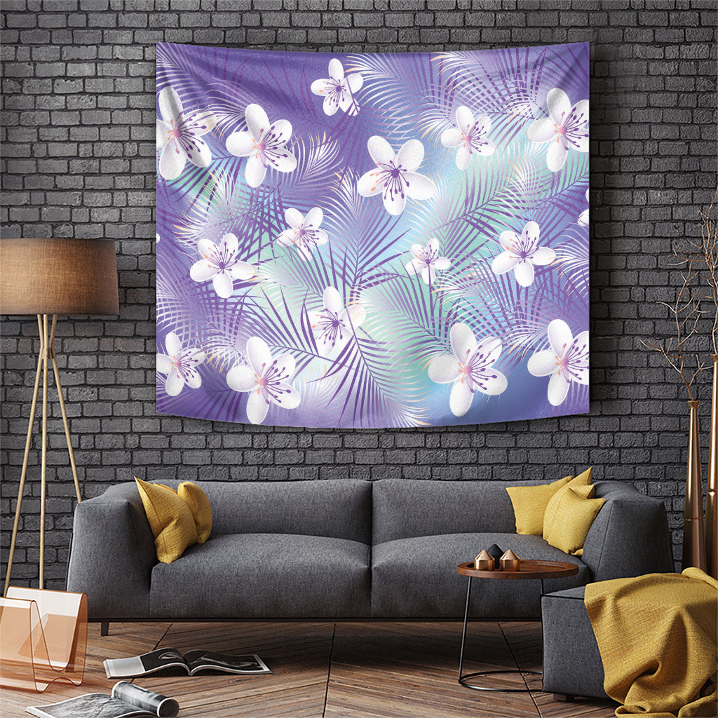 Purple Aloha Hawaiian Tapestry Tropical Flower Palm Leaf Pattern LT19 Purple - Polynesian Pride