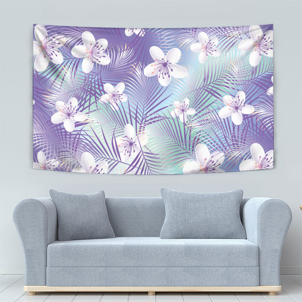 Purple Aloha Hawaiian Tapestry Tropical Flower Palm Leaf Pattern LT19 - Polynesian Pride