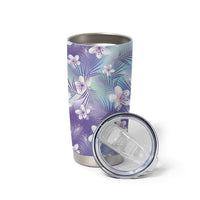 Purple Aloha Hawaiian Tumbler Cup Tropical Flower Palm Leaf Pattern LT19 - Polynesian Pride
