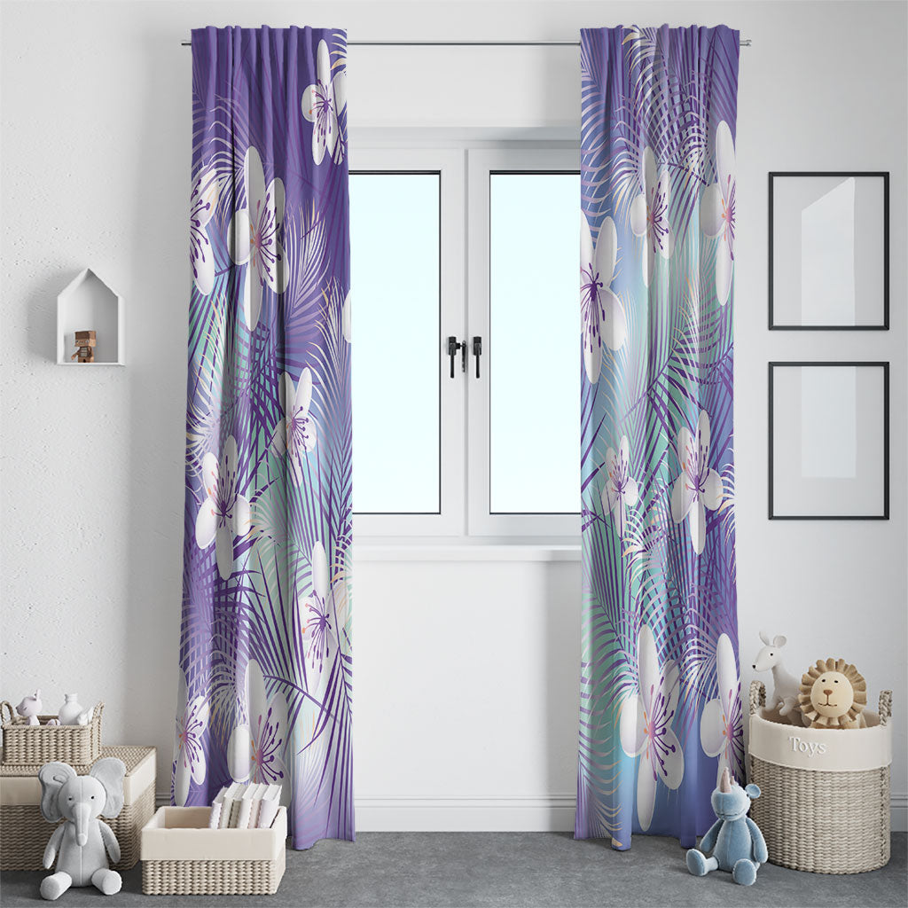 Purple Aloha Hawaiian Window Curtain Tropical Flower Palm Leaf Pattern LT19 - Polynesian Pride