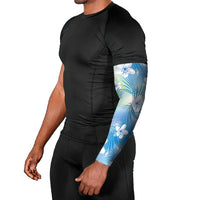 Blue Aloha Hawaiian Arm Sleeves Tropical Flower Palm Leaf Pattern LT19 - Polynesian Pride