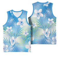 Blue Aloha Hawaiian Basketball Jersey Tropical Flower Palm Leaf Pattern LT19 - Polynesian Pride