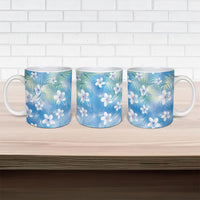 Blue Aloha Hawaiian Ceramic Mug Tropical Flower Palm Leaf Pattern LT19 - Polynesian Pride
