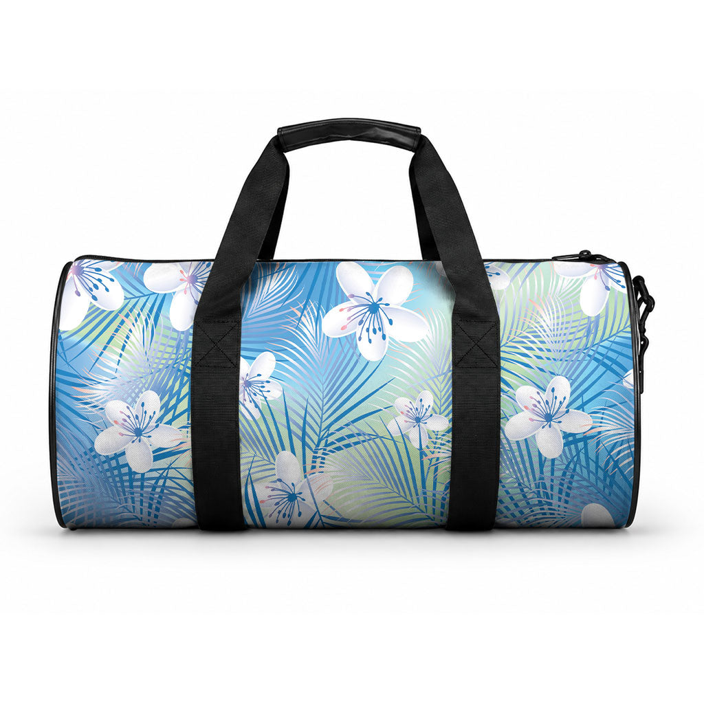 Blue Aloha Hawaiian Duffle Bag Tropical Flower Palm Leaf Pattern LT19 One size Blue - Polynesian Pride
