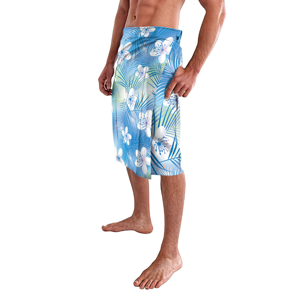 Blue Aloha Hawaiian Lavalava Tropical Flower Palm Leaf Pattern LT19 - Polynesian Pride