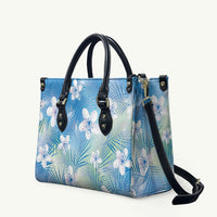 Blue Aloha Hawaiian Leather Bag Tropical Flower Palm Leaf Pattern LT19 Blue - Polynesian Pride