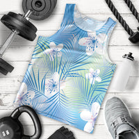 Blue Aloha Hawaiian Men Tank Top Tropical Flower Palm Leaf Pattern LT19 - Polynesian Pride