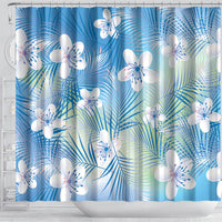 Blue Aloha Hawaiian Shower Curtain Tropical Flower Palm Leaf Pattern LT19 - Polynesian Pride
