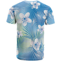 Blue Aloha Hawaiian T Shirt Tropical Flower Palm Leaf Pattern LT19 - Polynesian Pride