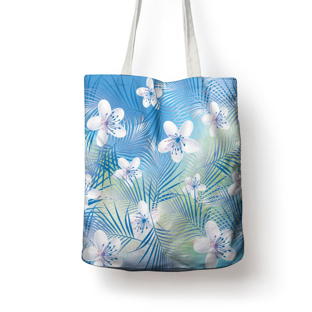 Blue Aloha Hawaiian Tote Bag Tropical Flower Palm Leaf Pattern LT19 - Polynesian Pride