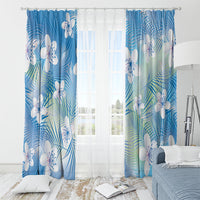 Blue Aloha Hawaiian Window Curtain Tropical Flower Palm Leaf Pattern LT19 - Polynesian Pride