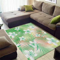 Green Aloha Hawaiian Area Rug Tropical Flower Palm Leaf Pattern LT19 - Polynesian Pride