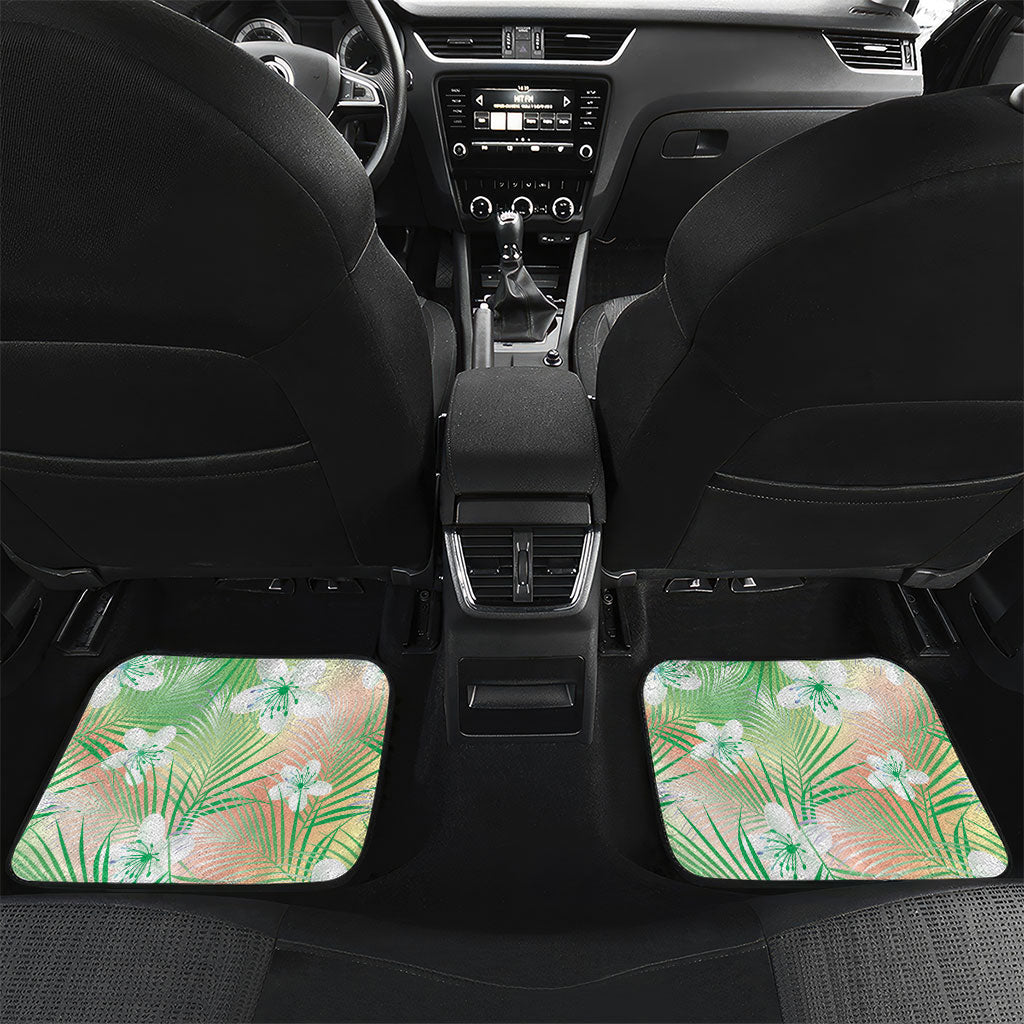 Green Aloha Hawaiian Car Mats Tropical Flower Palm Leaf Pattern LT19 Set 2pcs - Back Green - Polynesian Pride