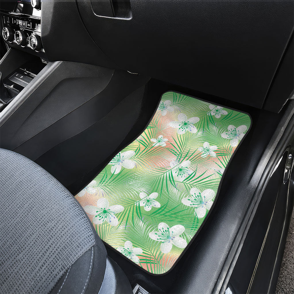 Green Aloha Hawaiian Car Mats Tropical Flower Palm Leaf Pattern LT19 - Polynesian Pride