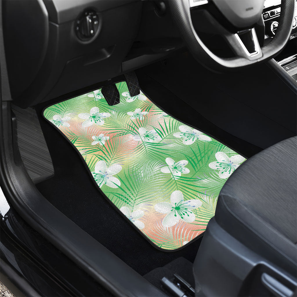 Green Aloha Hawaiian Car Mats Tropical Flower Palm Leaf Pattern LT19 - Polynesian Pride