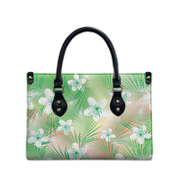 Green Aloha Hawaiian Leather Bag Tropical Flower Palm Leaf Pattern LT19 - Polynesian Pride