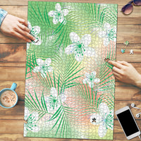 Green Aloha Hawaiian Puzzle Tropical Flower Palm Leaf Pattern LT19 Green - Polynesian Pride