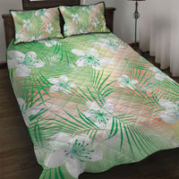 Green Aloha Hawaiian Quilt Bed Set Tropical Flower Palm Leaf Pattern LT19 Green - Polynesian Pride