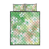 Green Aloha Hawaiian Quilt Bed Set Tropical Flower Palm Leaf Pattern LT19 - Polynesian Pride