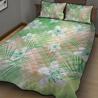 Green Aloha Hawaiian Quilt Bed Set Tropical Flower Palm Leaf Pattern LT19 - Polynesian Pride