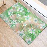 Green Aloha Hawaiian Rubber Doormat Tropical Flower Palm Leaf Pattern LT19 - Polynesian Pride