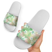 Green Aloha Hawaiian Slide Sandals Tropical Flower Palm Leaf Pattern LT19 - Polynesian Pride