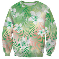 Green Aloha Hawaiian Sweatshirt Tropical Flower Palm Leaf Pattern LT19 Unisex Green - Polynesian Pride
