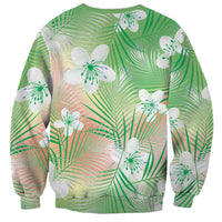 Green Aloha Hawaiian Sweatshirt Tropical Flower Palm Leaf Pattern LT19 - Polynesian Pride