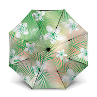 Green Aloha Hawaiian Umbrella Tropical Flower Palm Leaf Pattern LT19 One Size Folded 11.42 inch Opened Diameter 37.4 inch Green - Polynesian Pride