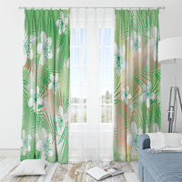 Green Aloha Hawaiian Window Curtain Tropical Flower Palm Leaf Pattern LT19 - Polynesian Pride