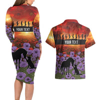Personalised ANZAC Day Couples Matching Long Sleeve Bodycon Dress and Hawaiian Shirt Remembering the Animals of War LT19 - Polynesian Pride
