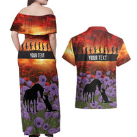 Personalised ANZAC Day Couples Matching Off Shoulder Maxi Dress and Hawaiian Shirt Remembering the Animals of War LT19 - Polynesian Pride