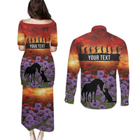 Personalised ANZAC Day Couples Matching Puletasi and Long Sleeve Button Shirt Remembering the Animals of War LT19 - Polynesian Pride
